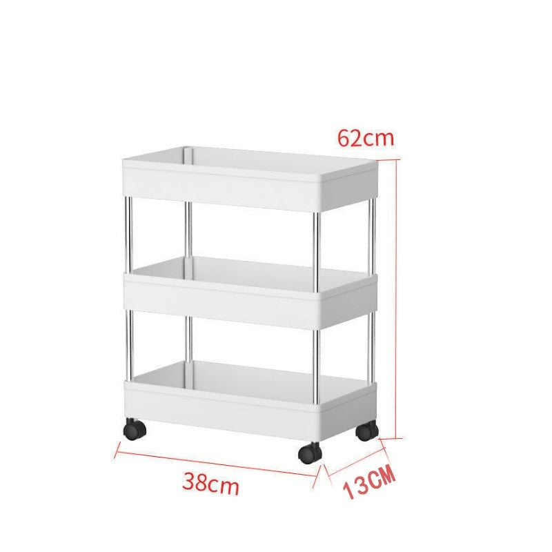 Étagère de rangement mobile sur roulettes (3 ou 4 niveaux)
