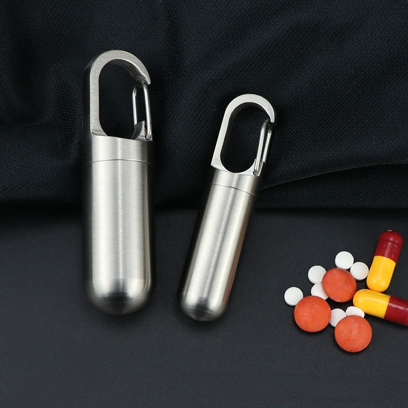 2x Mini Porte-Clé Boîte à Pilules Waterproof
