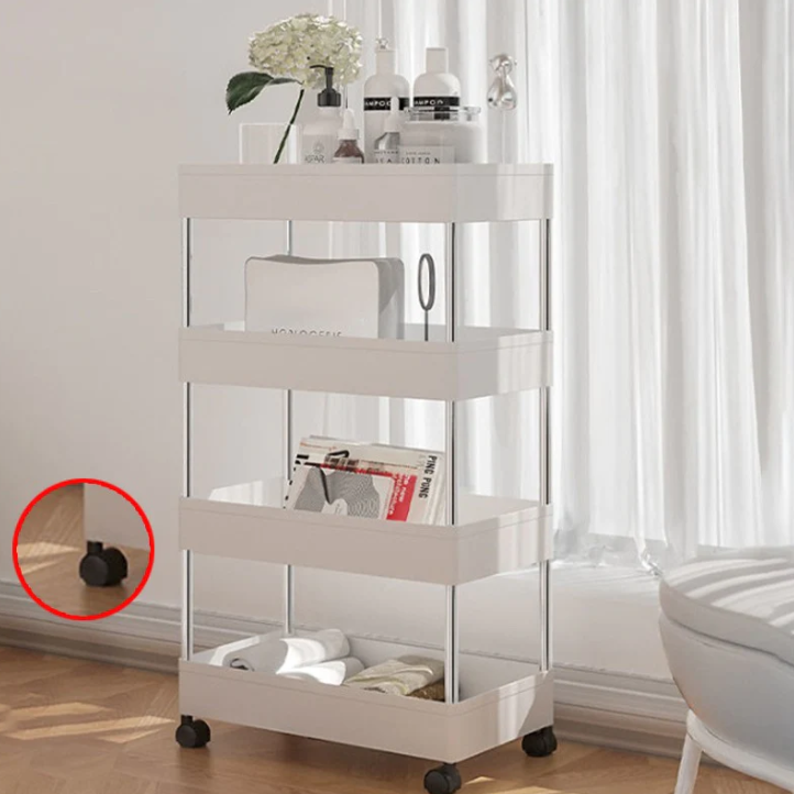 Étagère de rangement mobile sur roulettes (3 ou 4 niveaux)