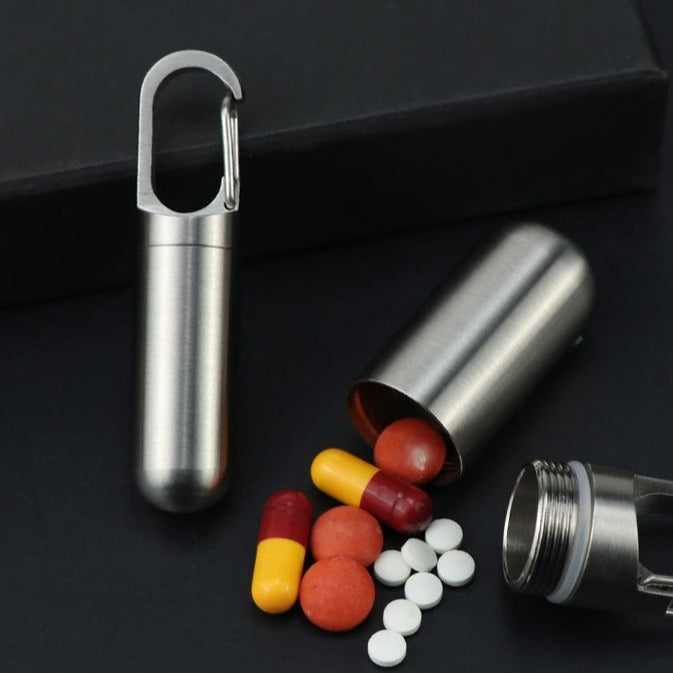 2x Mini Porte-Clé Boîte à Pilules Waterproof